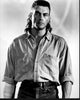 Jean-Claude Van Damme Black and White Photo Print in Denim Shirt