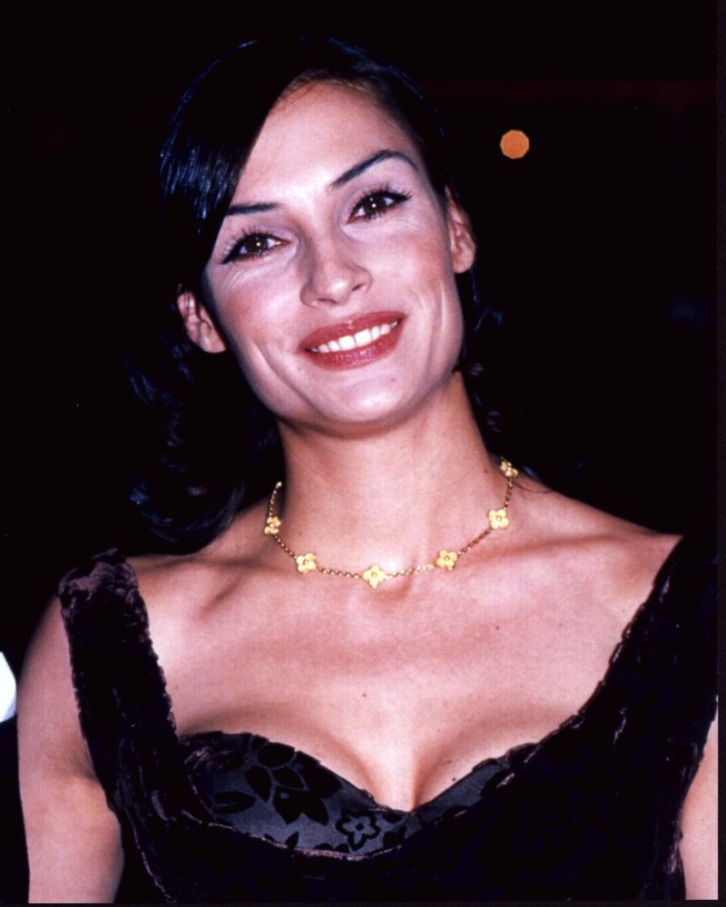 Famke Janssen in a black velvet dress photo print.