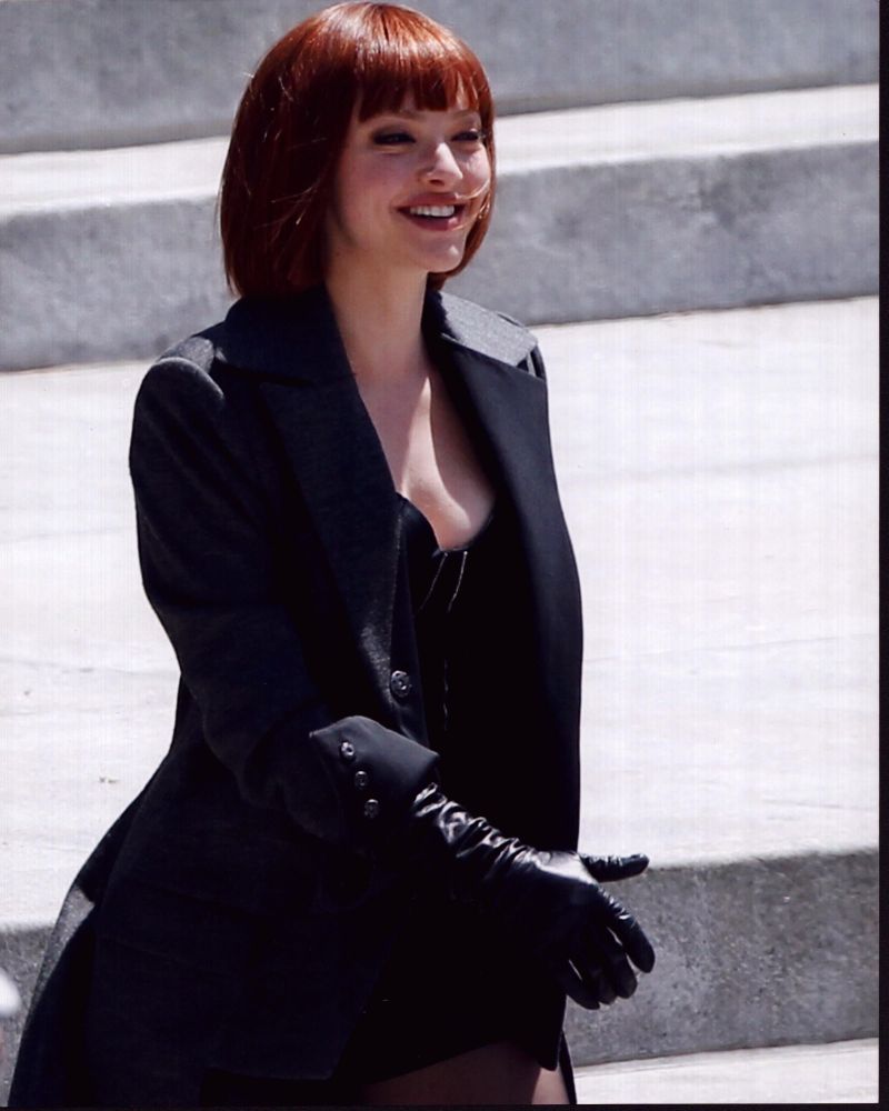 Amanda Seyfried in a black coat and gloves from In Time photo print.