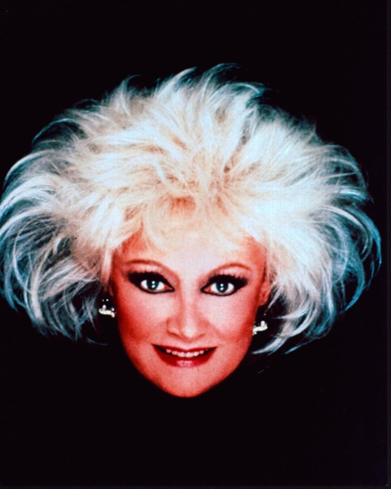 Black and white photo print of Phyllis Diller headshot.