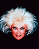 Black and white photo print of Phyllis Diller headshot.