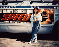 Sandra Bullock next to bus ad for Speed photo print