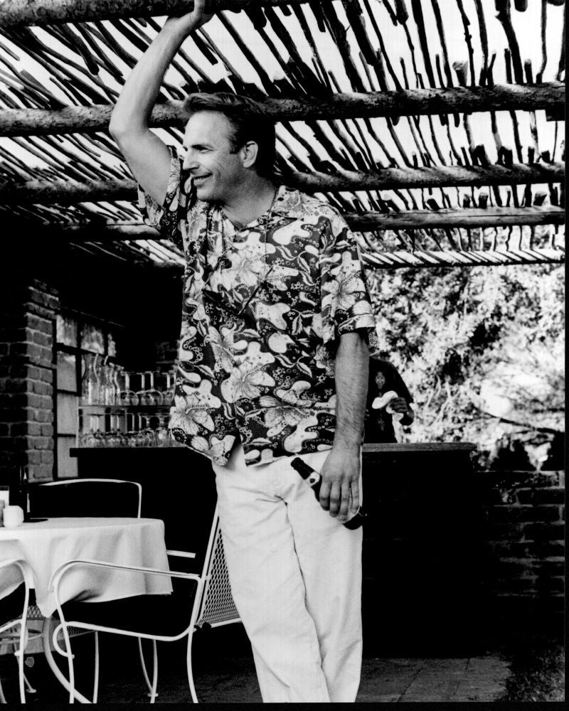 Kevin Costner Hawaiian Shirt Black and White Photo Print