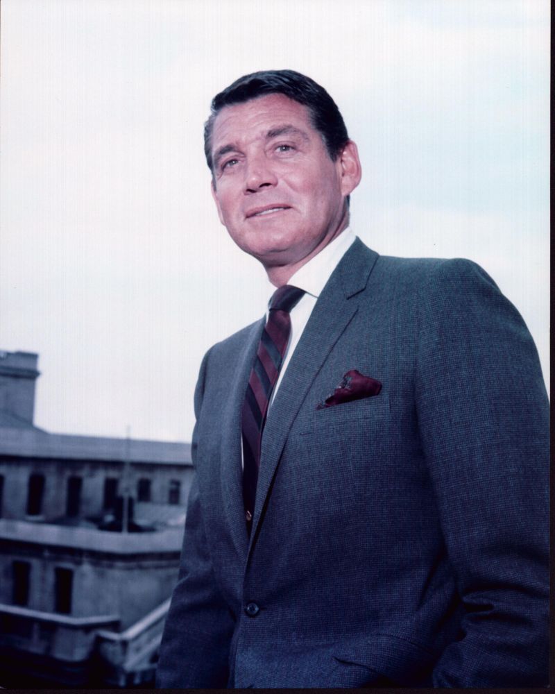 Gene Barry in gray suit photo print, classic vintage photography