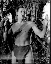 Johnny Weissmuller Yelling on Set of Tarzan the Ape Man Black and White Photo Print