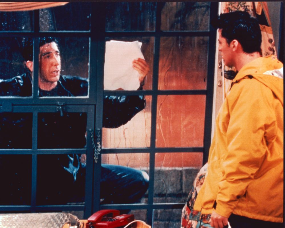 David Schwimmer and Matt LeBlanc on set of Friends photo print