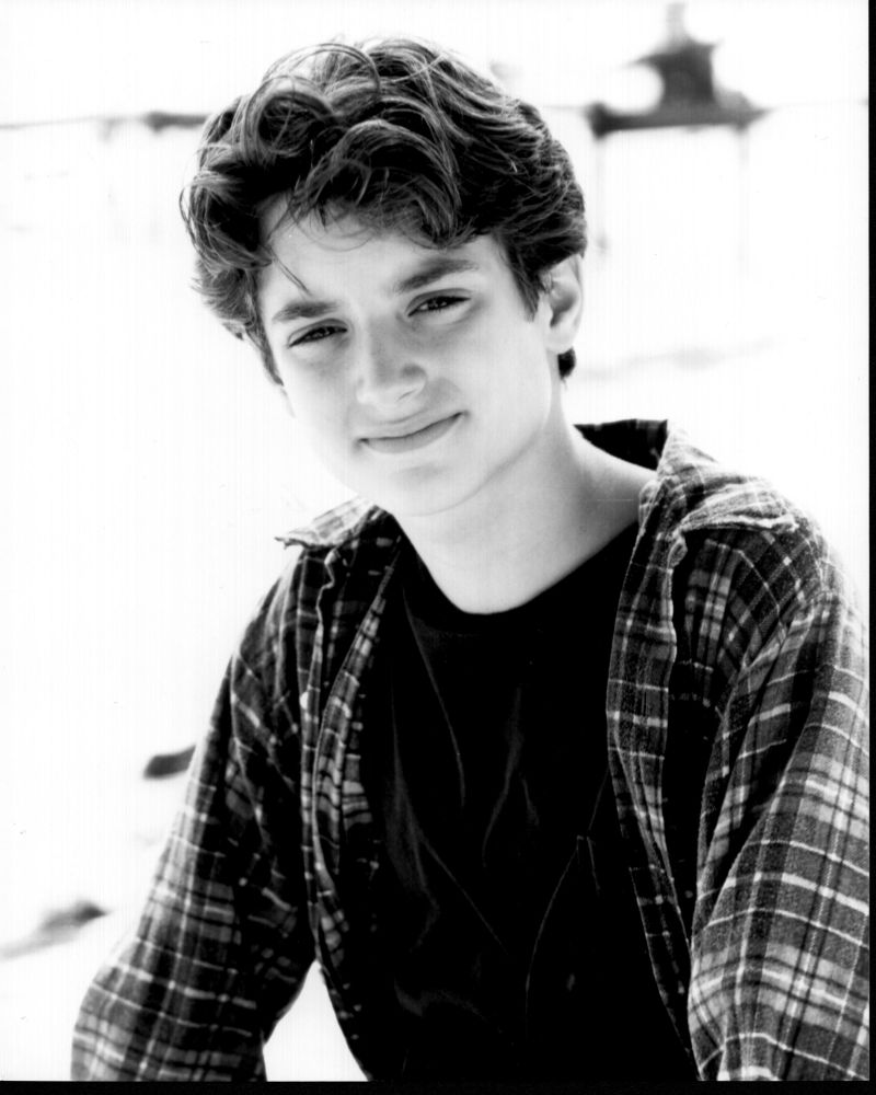 Elijah Wood in flannel shirt black and white photo print