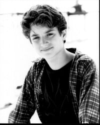 Elijah Wood in flannel shirt black and white photo print