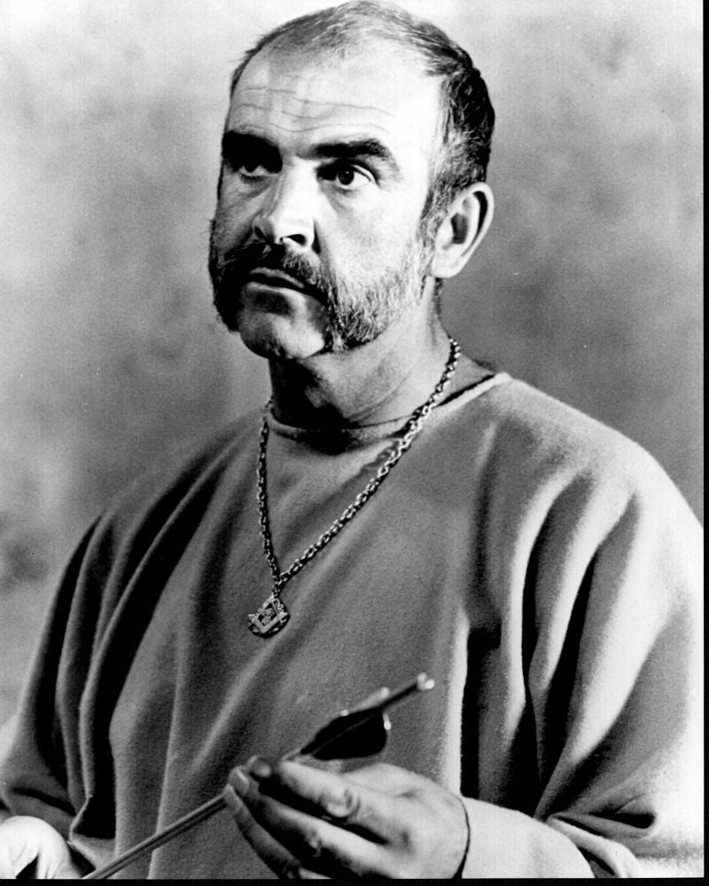 Sean Connery holding arrow in The Man Who Would Be King black and white photo print.