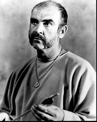 Sean Connery holding arrow in The Man Who Would Be King black and white photo print.