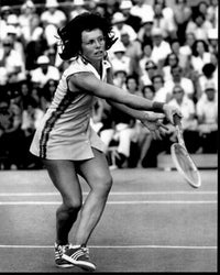 Billie Jean King Tennis Action Black and White Photo Print
