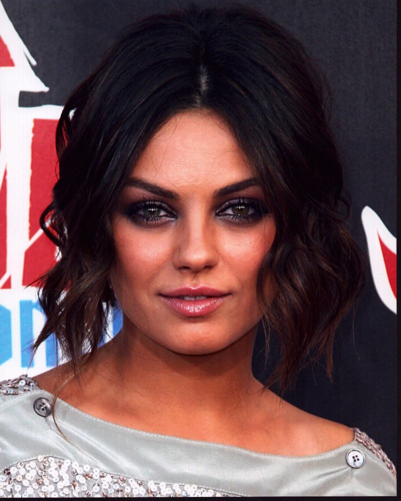 Mila Kunis close up photo print in silver sequin top