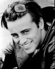 Matt LeBlanc smiling in leather jacket and sunglasses - black and white photo print