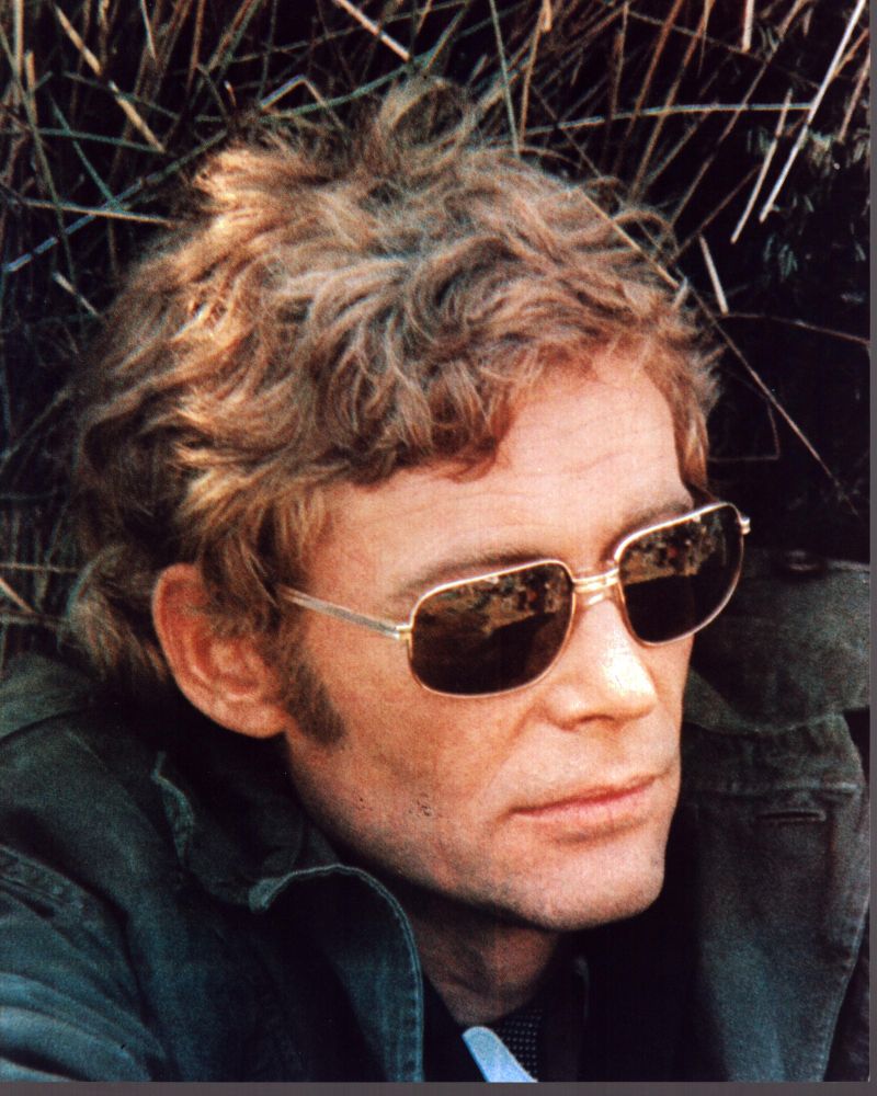 Peter O'Toole wearing sunglasses in grass - vintage photo print.