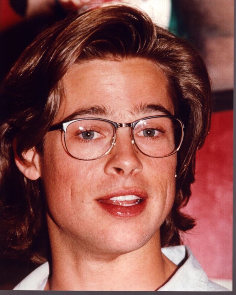 Brad Pitt close-up photo print showcasing the actor in stylish glasses.