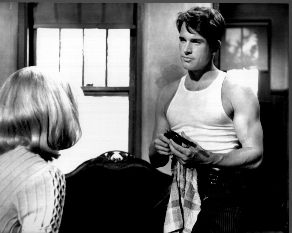 Bonnie and Clyde black and white photo print featuring Faye Dunaway and Warren Beatty.