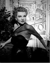Anne Baxter Black and White Photo Print in Sheer Overlay Dress