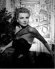 Anne Baxter Black and White Photo Print in Sheer Overlay Dress