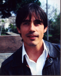 Jackson Browne photo print in black leather jacket