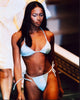 Naomi Campbell runway photo print in light blue bikini.