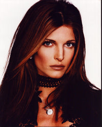 Stephanie Seymour headshot photo print in black top and choker.