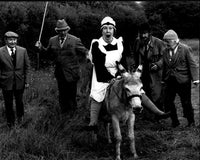 Woman on Donkey Scene from Last of the Summer Wine Black and White Photo Print