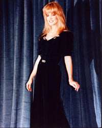 Crystal Bernard in blue velvet dress photo print