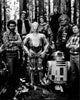 George Lucas and Richard Marquand with Cast in Forest - Star Wars: Episode VI Black and White Photo Print