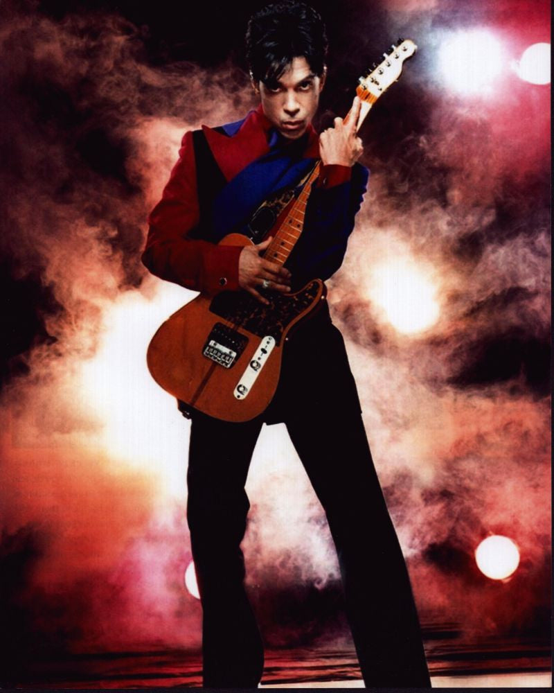 Prince Holding Guitar in Smoke Photo Print - Various Sizes