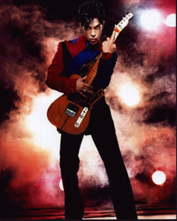 Prince Holding Guitar in Smoke Photo Print - Various Sizes