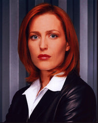 Gillian Anderson close-up photo print in black leather jacket