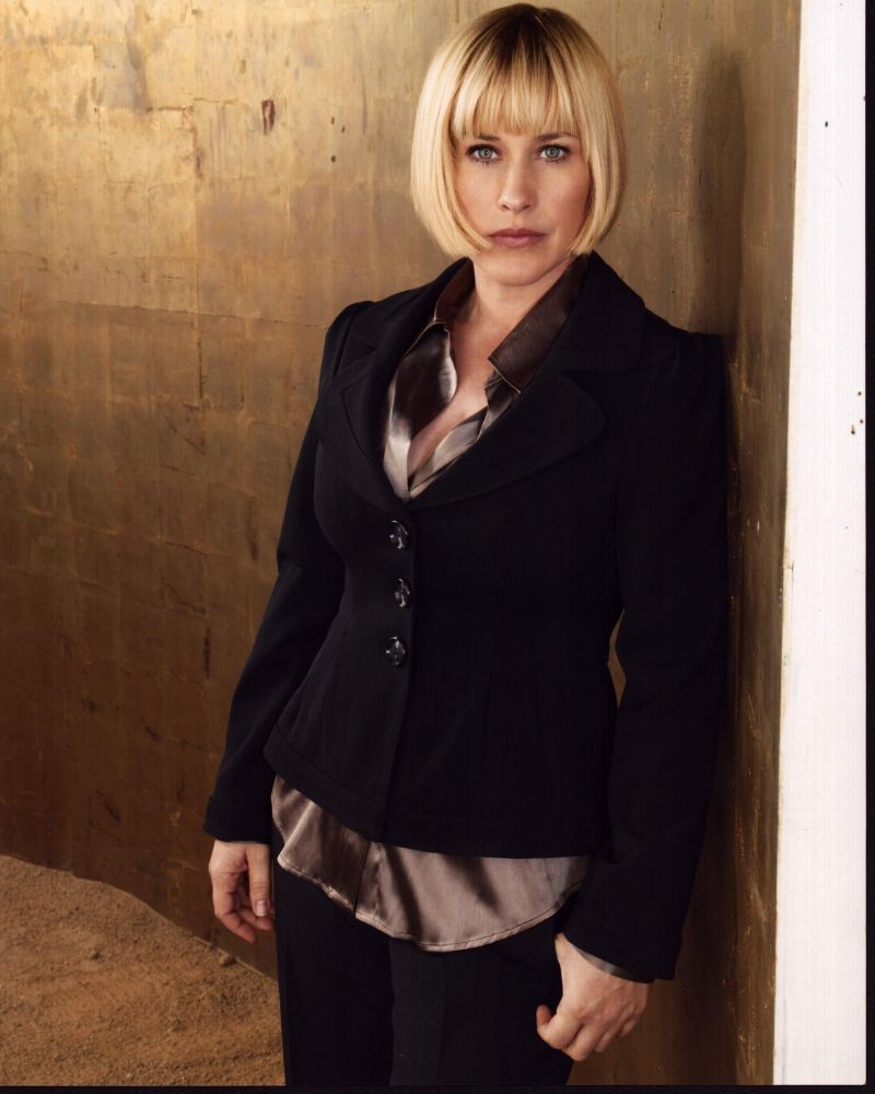 Patricia Arquette Photo Print in Black Suit with Brown Silk Shirt