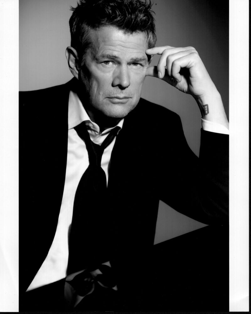 David Foster black and white photo print in suit and tie.