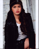 Paris Berelc photo print wearing leather jacket and knit hat.