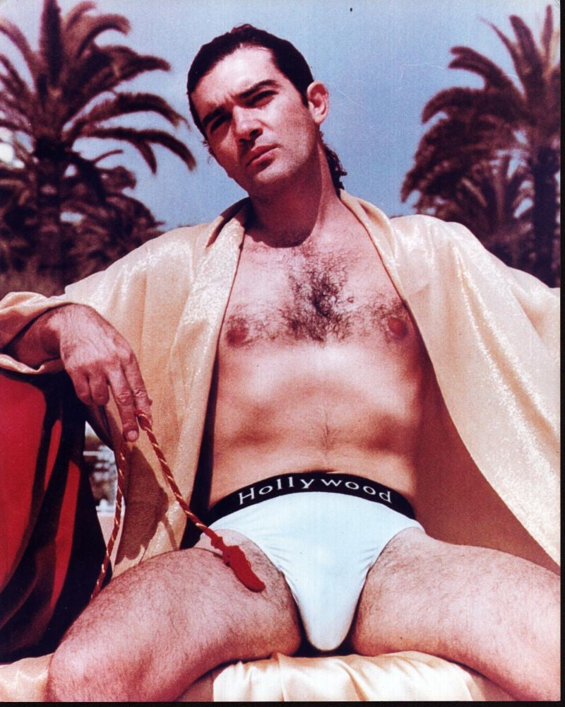 Antonio Banderas Photo Print in Underwear and Yellow Robe (8x10)
