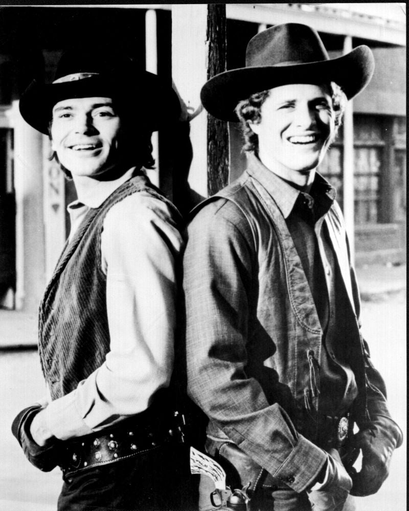 Black and white photo print of Pete Duel and Ben Murphy in Alias Smith and Jones.