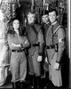 Black and white photo print of V: The Final Battle cast featuring Jane Badler, Richard Herd, Peter Nelson, and Andrew Prine.