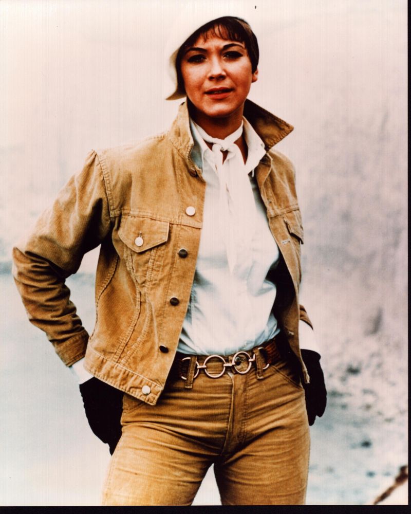 Linda Thorson as Tara King in tan pants and jacket from The Avengers photo print.