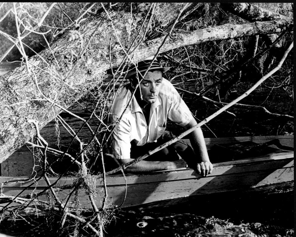 Robert Mitchum in boat from Cape Fear black and white photo print