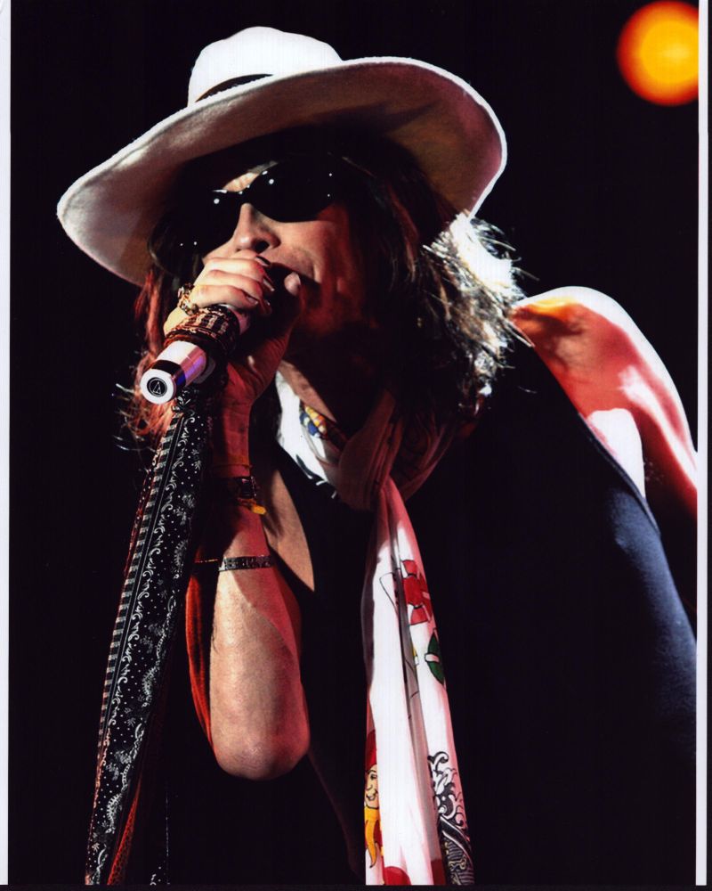 Steven Tyler photo print wearing white hat and sunglasses