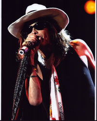 Steven Tyler photo print wearing white hat and sunglasses