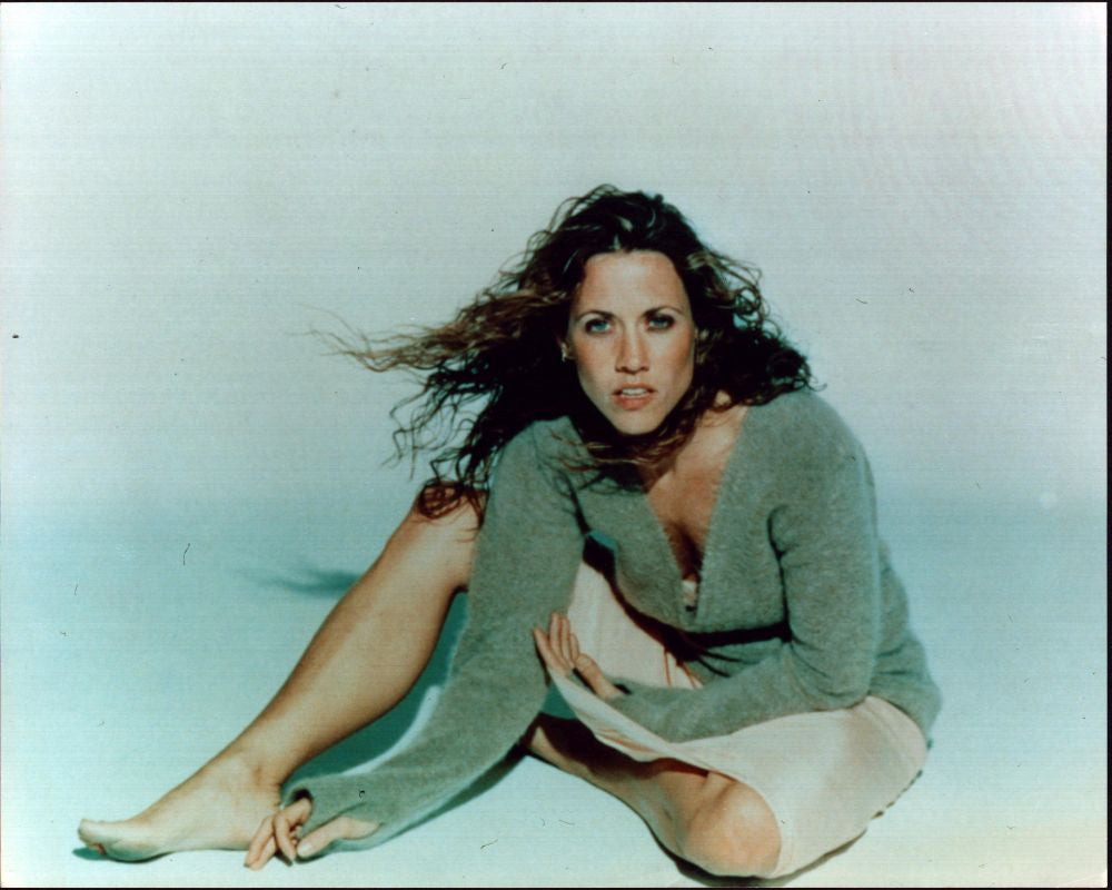 Sheryl Crow Sitting on Floor in Tan Sweater Photo Print