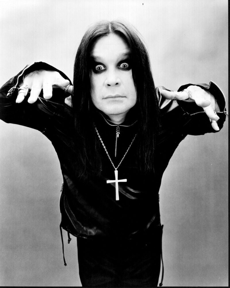 Ozzy Osbourne Eyes Wide Hands Up Cross Necklace Photo Print