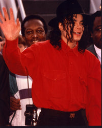 Michael Jackson Waving Photo Print in Red Shirt - 8x10