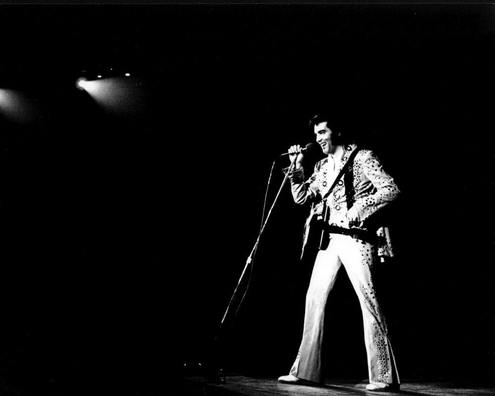 Elvis Presley On Stage Black and White Photo Print (8x10)