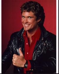David Hasselhoff Thumbs Up Photo Print in Leather Jacket