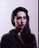 Oona Chaplin portrait photo print in black and gold sweater.