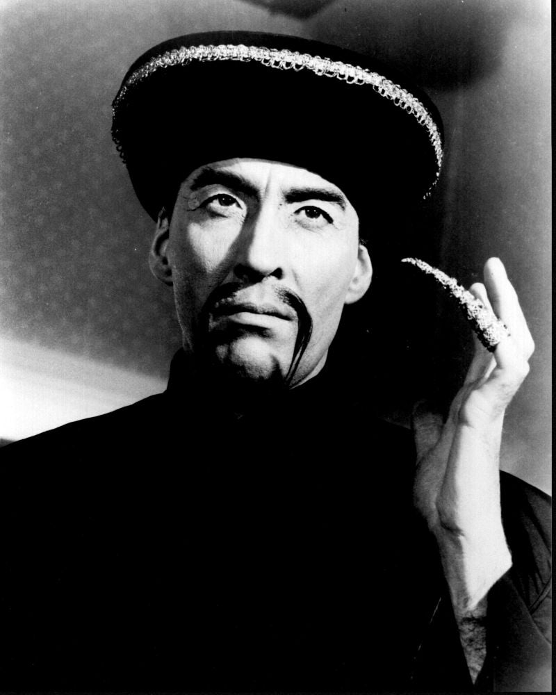 Black and white photo print of Christopher Lee in The Face of Fu Manchu