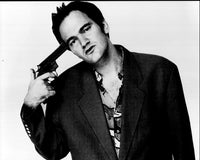 Quentin Tarantino Black and White Photo Print - Holding Gun to Head