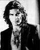 Antonio Banderas Open Jacket with Necklaces Black & White Photo Print